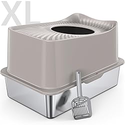 WoofiGo Stainless Steel Cat Litter Box, XL Top