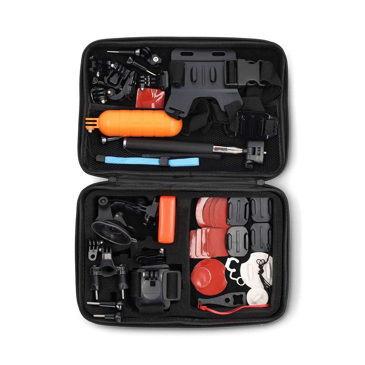 Nedis Action Cam Mount Kit, 41-in-1 XXL Accessories Set with Chest Head Bike Suction Cup Mounts - Compatible with Nedis, GoPro, Rollei