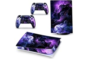 LANGSUN PS5 Skin Stickers Full Body Vinyl Skins Wrap Decals Cover for PS5 Digital Edition Console & Controllers (Purple Clouds)