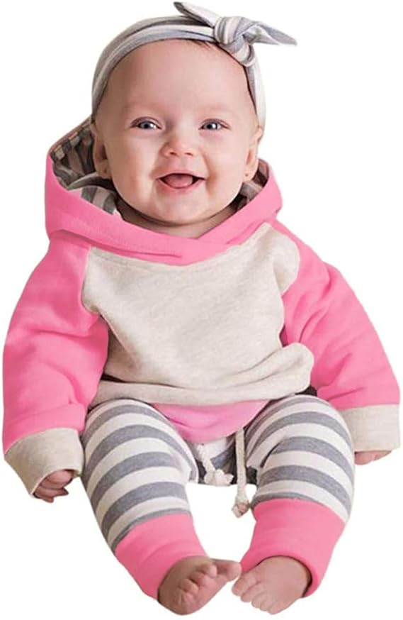 Amazon Co Jp 赤ちゃん 男の子 女の子 服 長袖 パーカー トップス スウェットスーツ ロングパンツ アウトフィットセット Us サイズ 3 6 Months カラー ピンク 服 ファッション小物