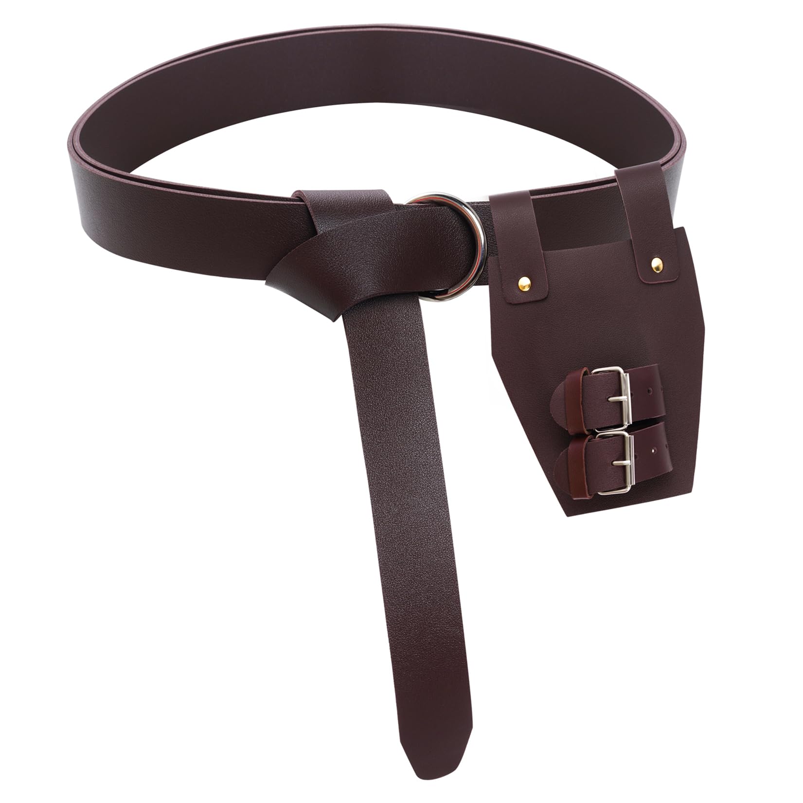 jerbro 2pcs Medieval Renaissance Belt and Sword Dagger Frog Flintlock Case Sword Holster Set for Halloween Knight Viking Warrior Cosplay Costume (Brown)