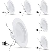 Feit Electric 5 Inch or 6 Inch LED Recessed Lighting Retrofit Downlights, 120 Watt Equivalent High Output, 2000 Lumen 5000K Daylight, Dimmable, 6 Pack LEDR56XHO/950CA/6