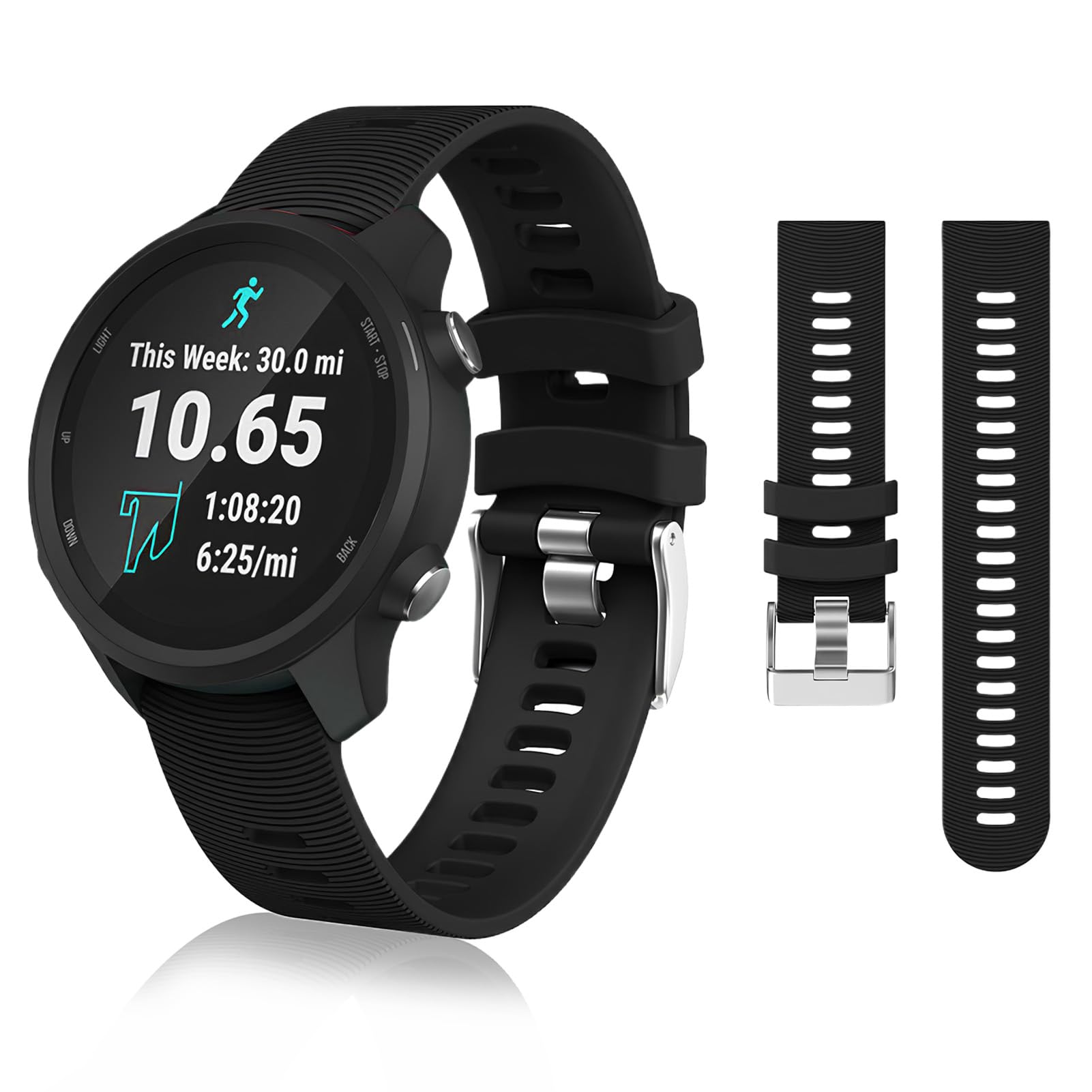 Strap for Garmin Forerunner 245/645 Music,Vivoactive 3/Venu,Vivomove HR,20mm Width Replacement Silicone Band Quick Release Soft Sports Wristband Adjustable Sports Watch Straps for Men Women