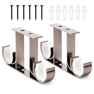 Buy Curtain Rod Bracket Axuan Double Curtain Rod Holder With Base Accessories Thick Non Slip Rubber Pad For 1inch Rod Set Of 2 Rose Gold Online In Indonesia B08zxr411f