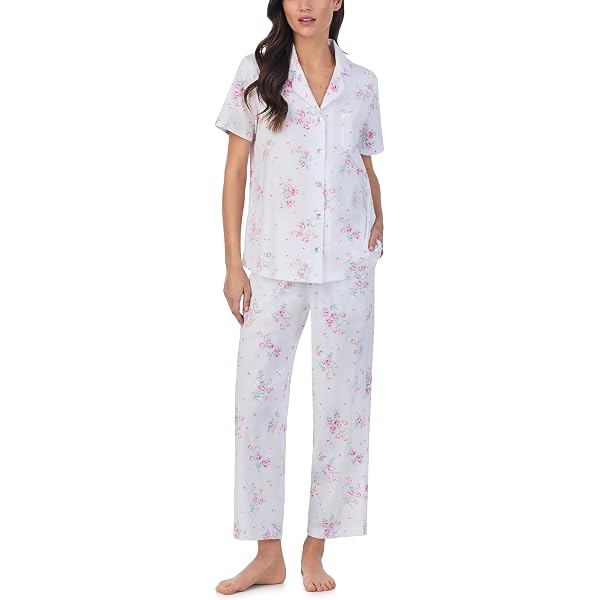 Carole Hochman Women's 2-Piece Pajama Set - Cotton Knit, Flutter Sleeve Top & Capri Pants With Pockets - View #2