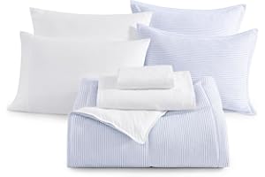 Queen Comforter Set - Bed in a Bag Queen 7 Pieces, Washed Bedding Sets with Comforters, Sheets, Pillowcases & Shams - Ticking