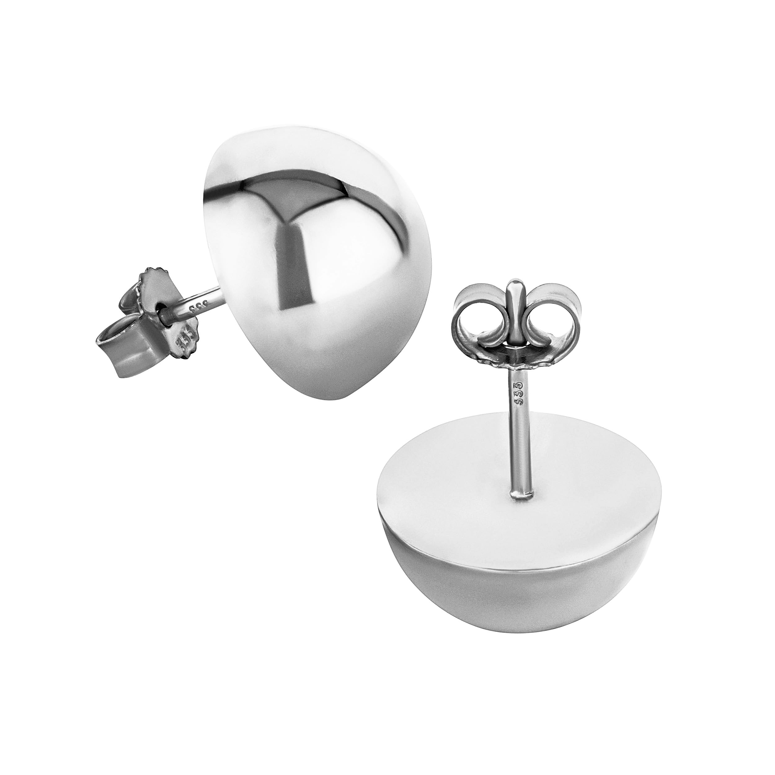 NKlaus pair of 12mm stud earrings gold white gold half ball ladies plug earrings 9078