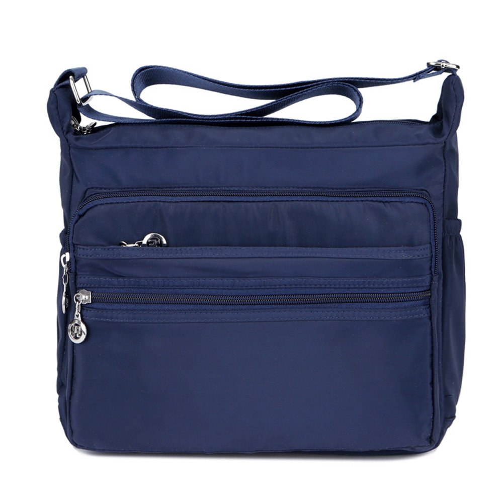 XUEREY Women's Multi-Pocket Casual Crossbody Handbags Waterproof Shoulder Nylon Bags (Small Navy)