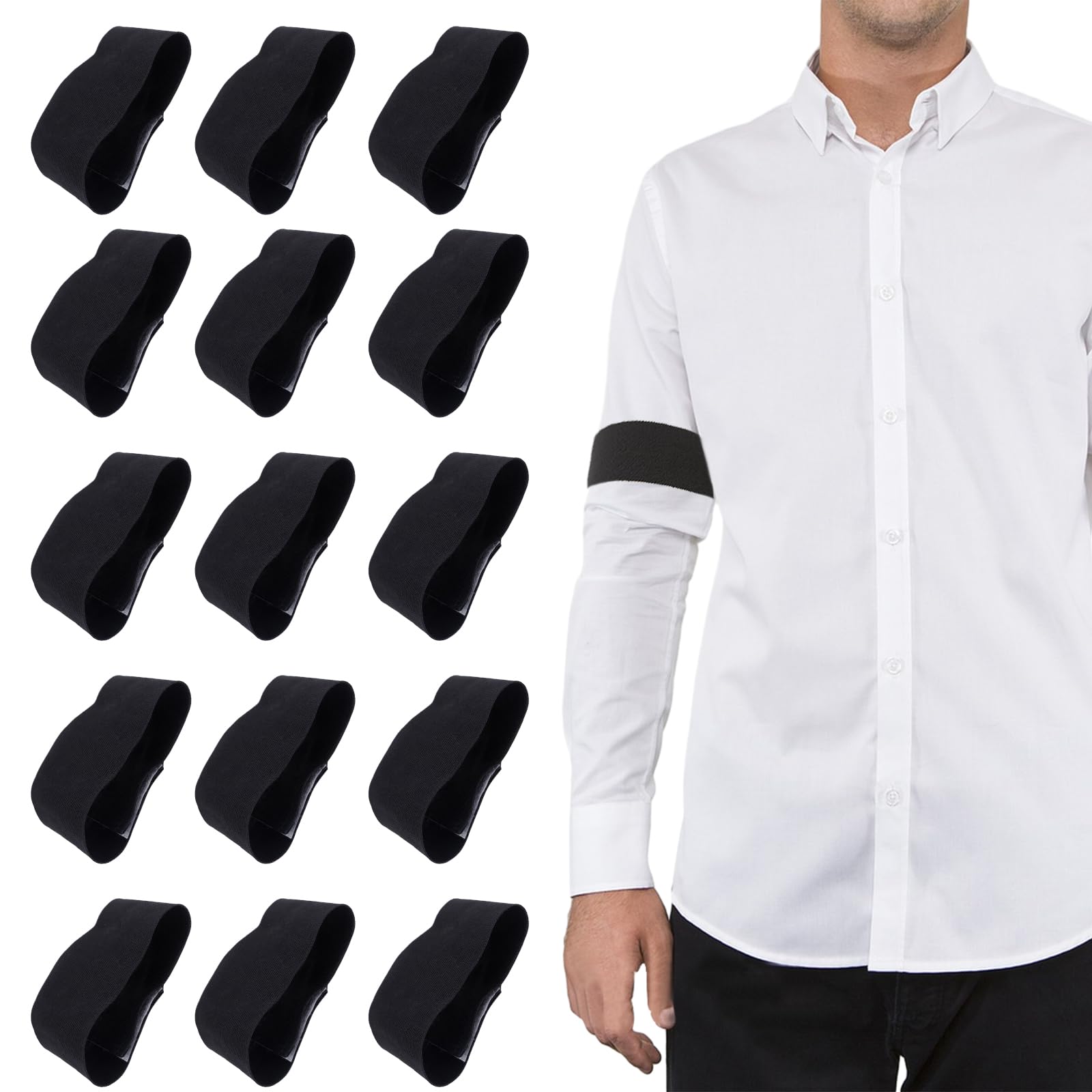 Camidy Elastic Arm Band for Mourning Sports 15 Pcs/Set Black Buckle Closure Armband for Funeral Respect Memorial Support Football Team