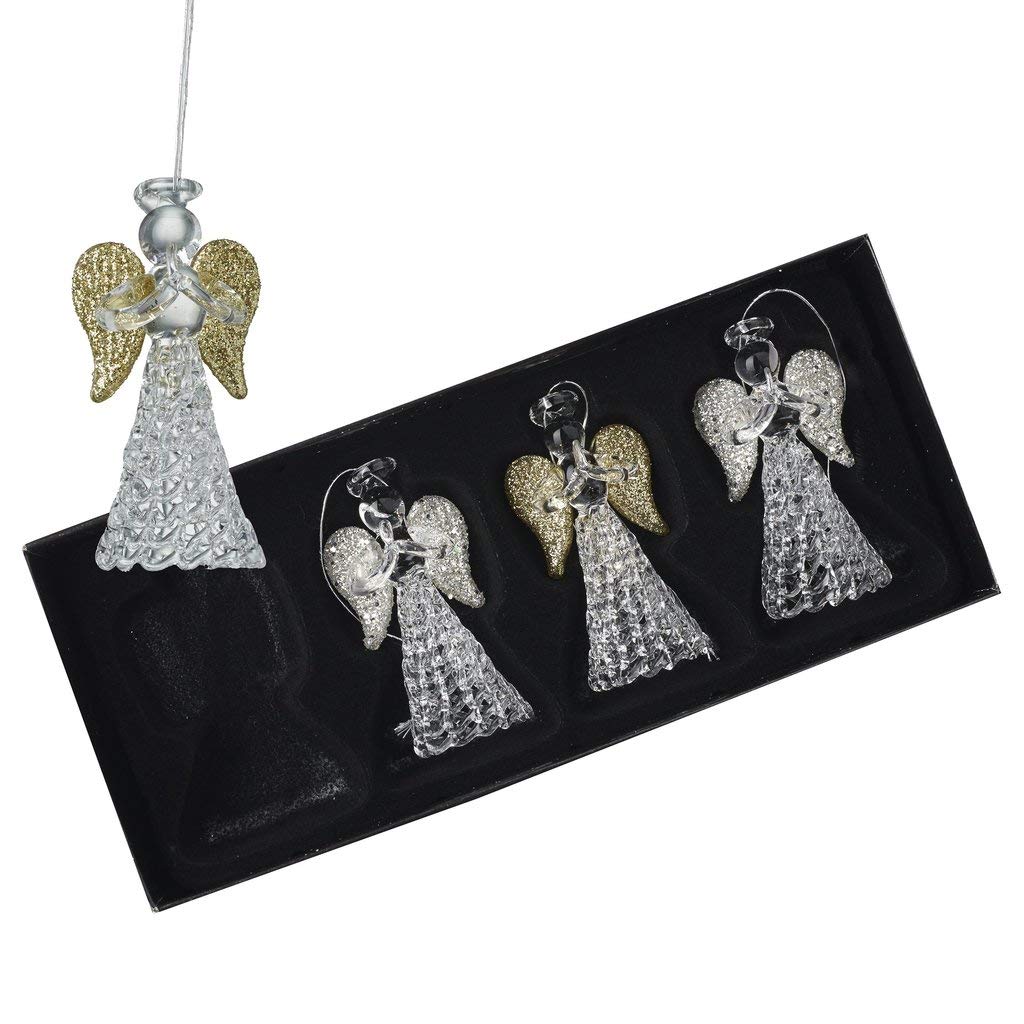 Heaven Sends Glass Angel Christmas Tree Decorations - Set of 4