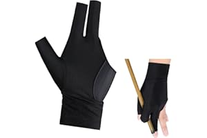 Aruicheng Pool Glove Left Hand Billiards Glove Three Finger Pool Cue Gloves Breathable Elastic Billiard Glove Billiard Accessories Sport Glove for Women or Men, Black
