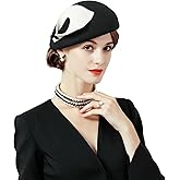 Vintage Wool French Beret Hat with Mesh Veil, Crystal Brooch Accent, Classic Beanie Winter Cap