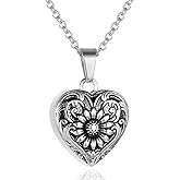 Cremation Necklace For Women Sunflower/Rose/Butterfly Heart Urn Necklace For Ashes Of Loved Ones Keepsake Memorial Jewelry
