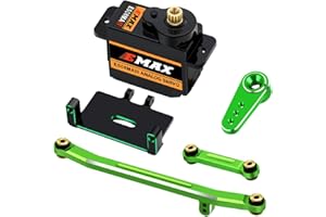 EPINON for AXIAL SCX24 Servo Metal Gear EMAX Servo Steering Servo with Servo Mount Bracket and Arm and Steering Link Set SCX24 Upgrade Parts (Green)
