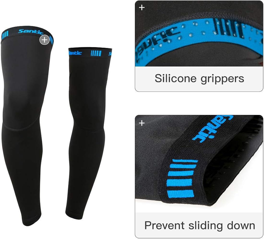 Santic Cycling Leg Warmers Thermal Fleeced Wind Proof Soft Shell Knee