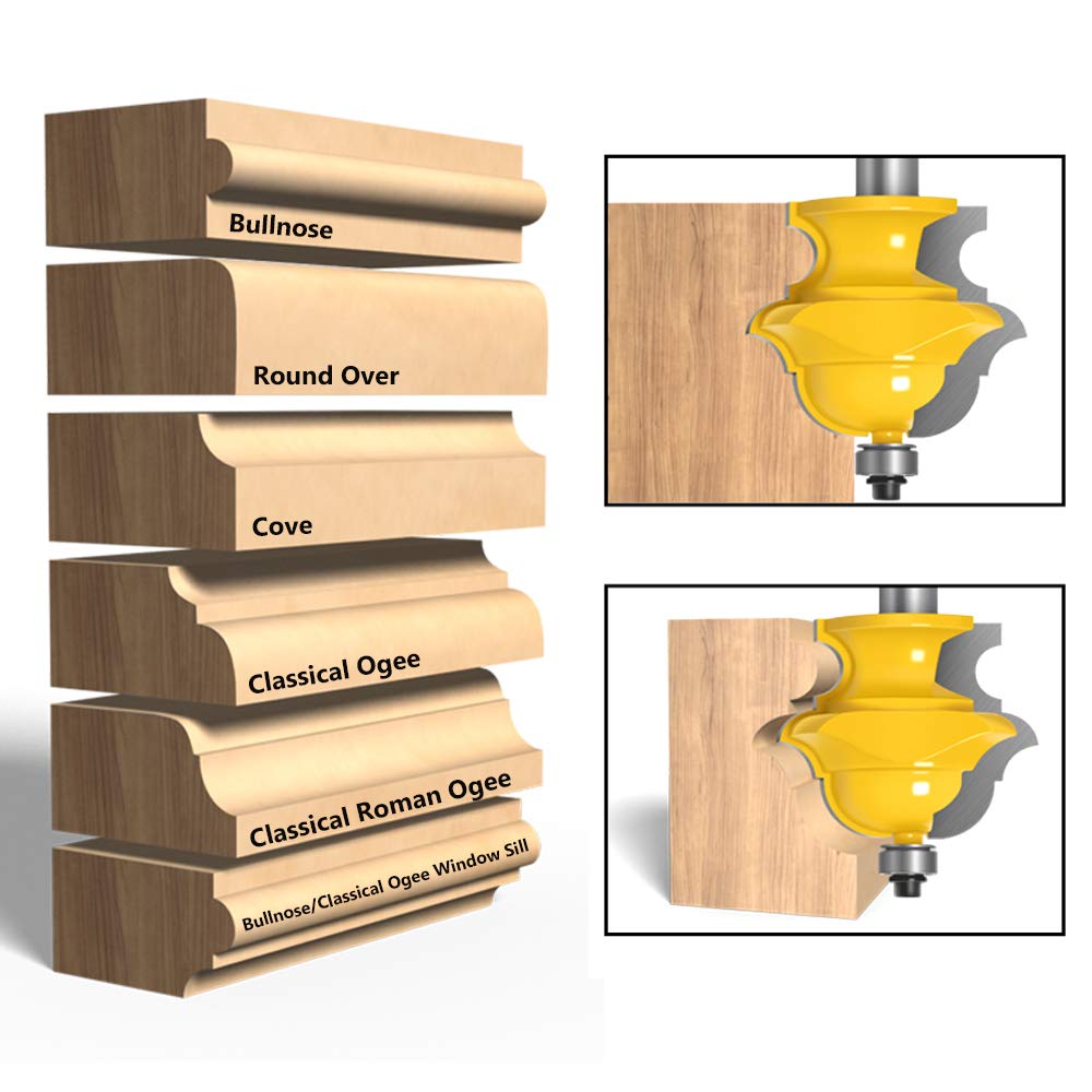 Mesee Multi-Form Molding Router Bit Classical and Bead Molding and ...