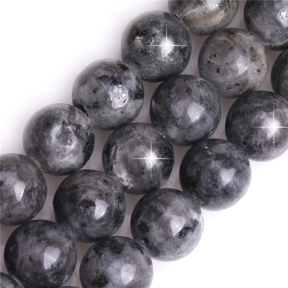 Natural Black Larvikite Gemstone Semi Precious Round 12mm Loose Beads for Jewellery Making DIY Bracelet Necklace Crafts 15''
