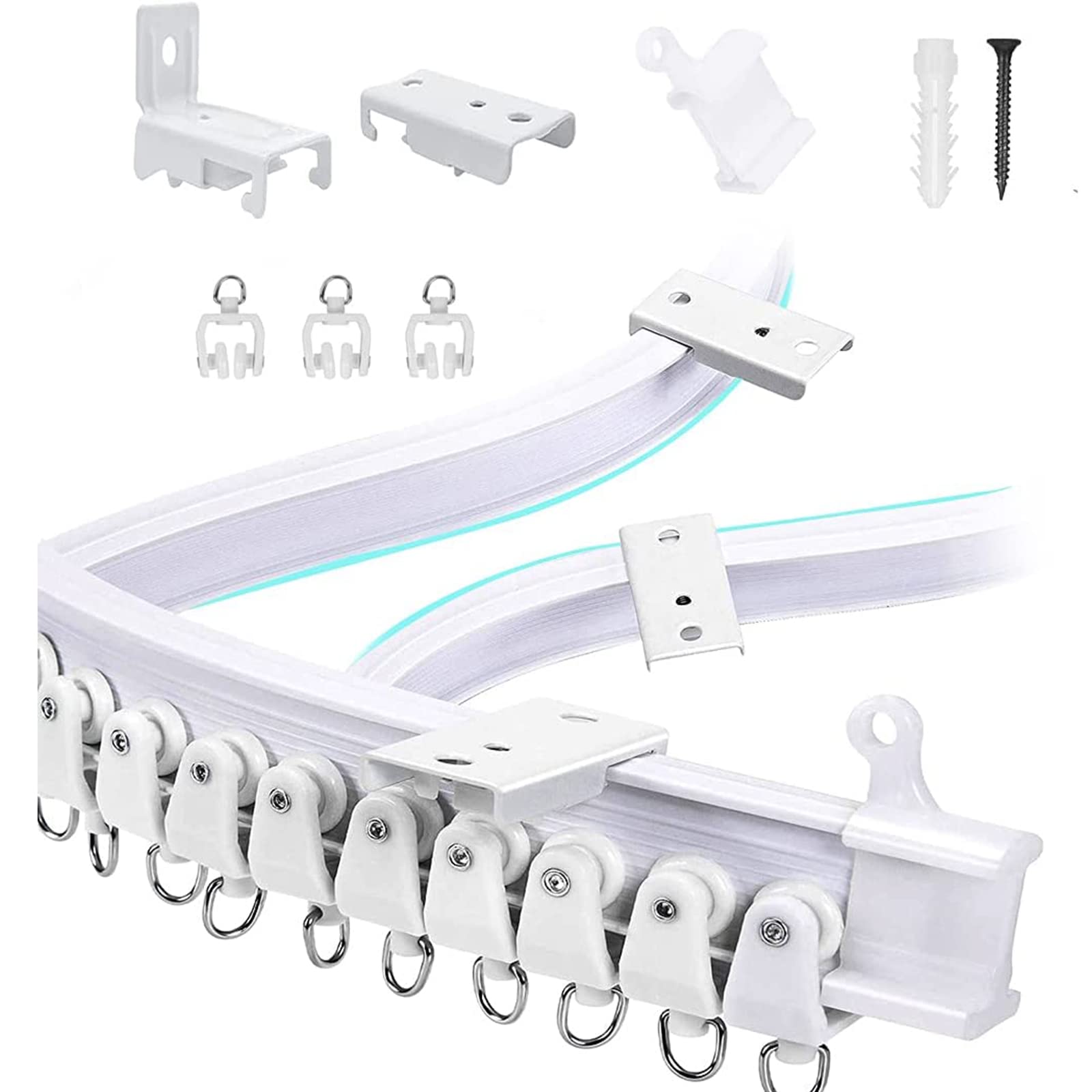 Flexible Bendable Ceiling Curtain Track,5 Meters Ceiling Track for Curtains,Flexible Bendable Straight Curved Curtain Track