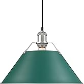 Golden Lighting Orwell 14" Wide Large Pendant in Chrome with Pine Green