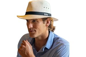PANAMA JACK Natural Matte Toyo Safari Men's Sun Hat with Black Band, 2 1/2" Brim, UPF (SPF) 50+ Sun Protection