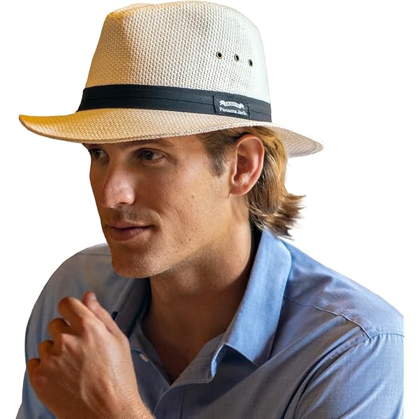 帽子 Zujo Circus Panama hat Panama Jack Straw Safari Hat - Vegan Leather Band Matte Toyo