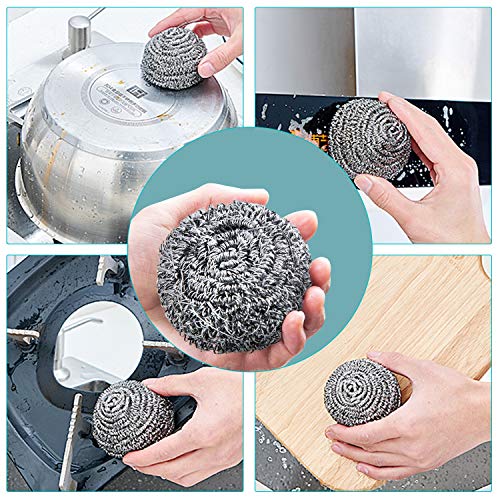 Stainless Steel Sponges,URSMART 6 Pack Stainless Steel Scourers,Steel