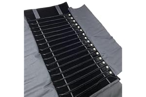 SCIKHEFT Portable Jewelry Roll Untangled Secure Necklace Travel Storage Bag Displays Holder 16 Chain (Black)