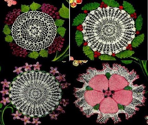 Livro Flores e frutas malha Doilies parte i