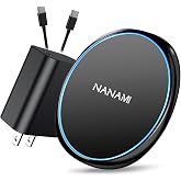 NANAMI Fast Wireless Charger, 7.5W Charging Pad with 20W PD3.0 Adapter USB Charger for iPhone 18 Pro/18 Pro Max/17/17 Air/17 Pro/17 Pro Max/16/15/14/13/12/Airpods 2, 10W for Samsung S26 S25 S24 S23
