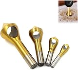 GIONAR 4pcs HSS Countersink Drill Bit Set Titanium Coated Metal Wood Chamfer view 1