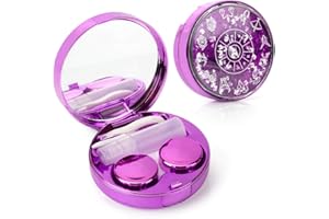 ofone Contact Lens Case, Bling Constellations Contact Cases with Tweezers Remover Tool Mirror Solution Bottle Contact Lenses Storage Container Kit for Travel (Purple)