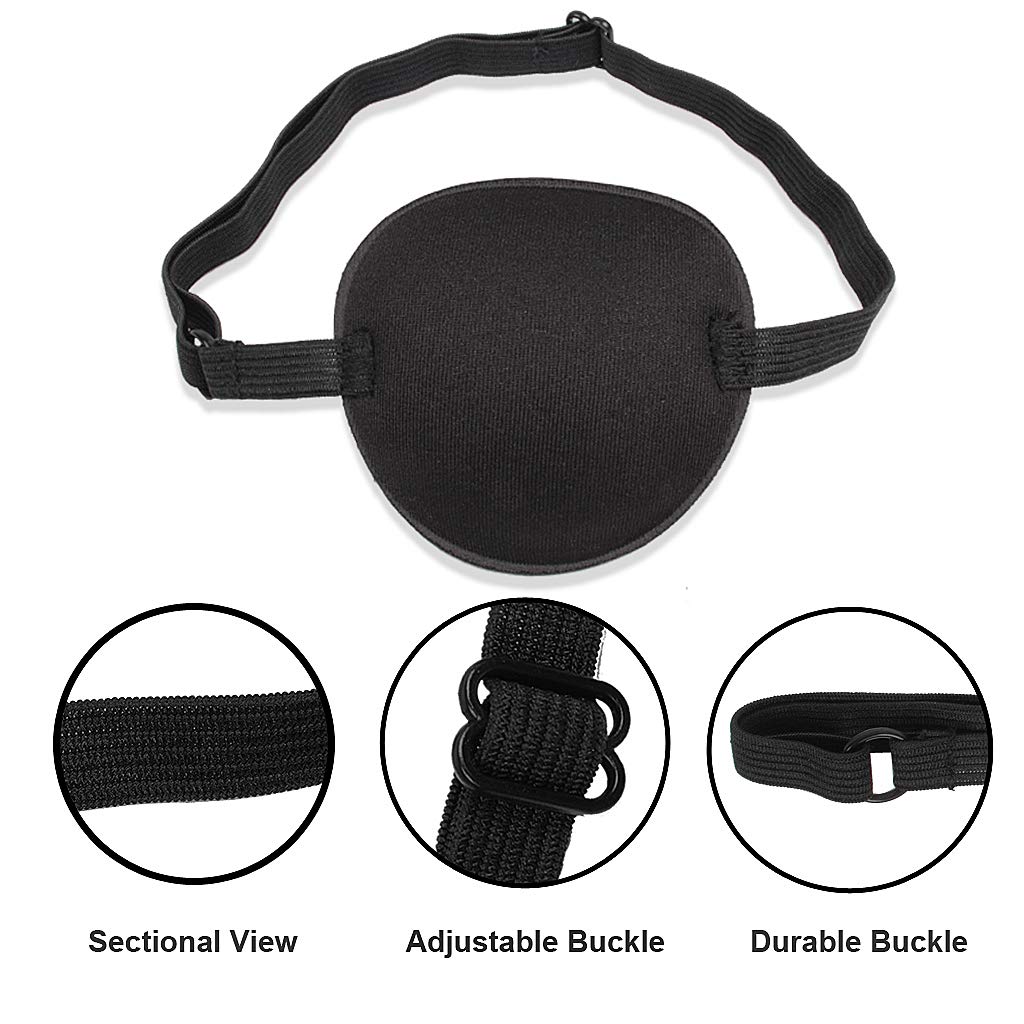 Edealing 2 PCS Eye Patch Set for Adults and Kids, Single Eye Mask with Adjustable Buckle Soft and Comfortable Pirate Eye Patch for Amblyopia Lazy Eye-Black : Beauty