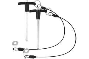 VXCICC 2 Pack T Handle Quick Release Pin 0.24 Inch Diameter,304 Stainless Steel Ball Locking Pin with Push Button Lanyard Usable Length 2.76"(6mm x 70mm)