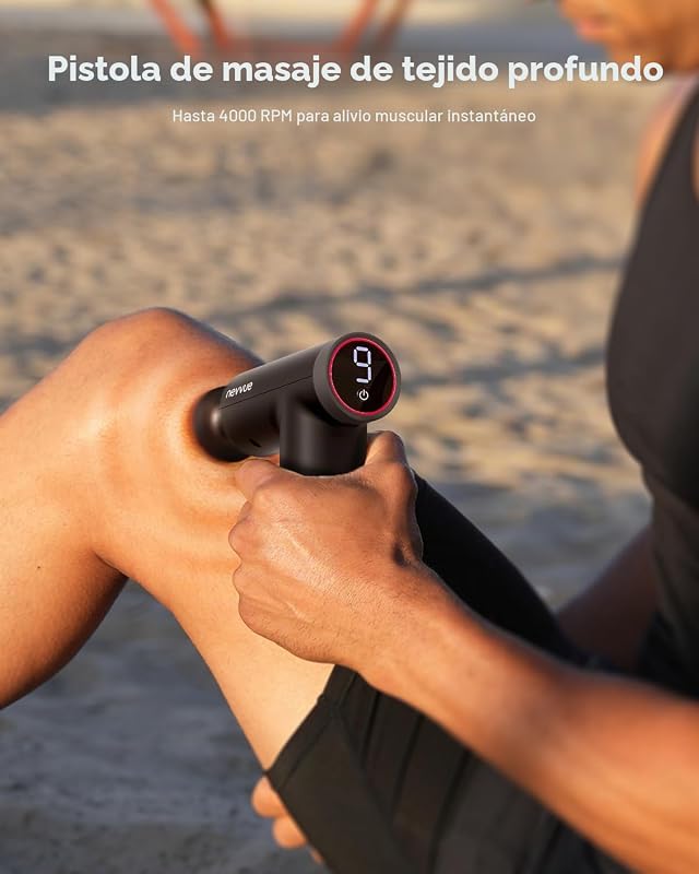Mini pistola de masaje con calor,Pistola de masaje de tejido profundo NEVVUE con 9 velocidades y 4 cabezas,Pistola de masaje de músculo de percusión,Negro