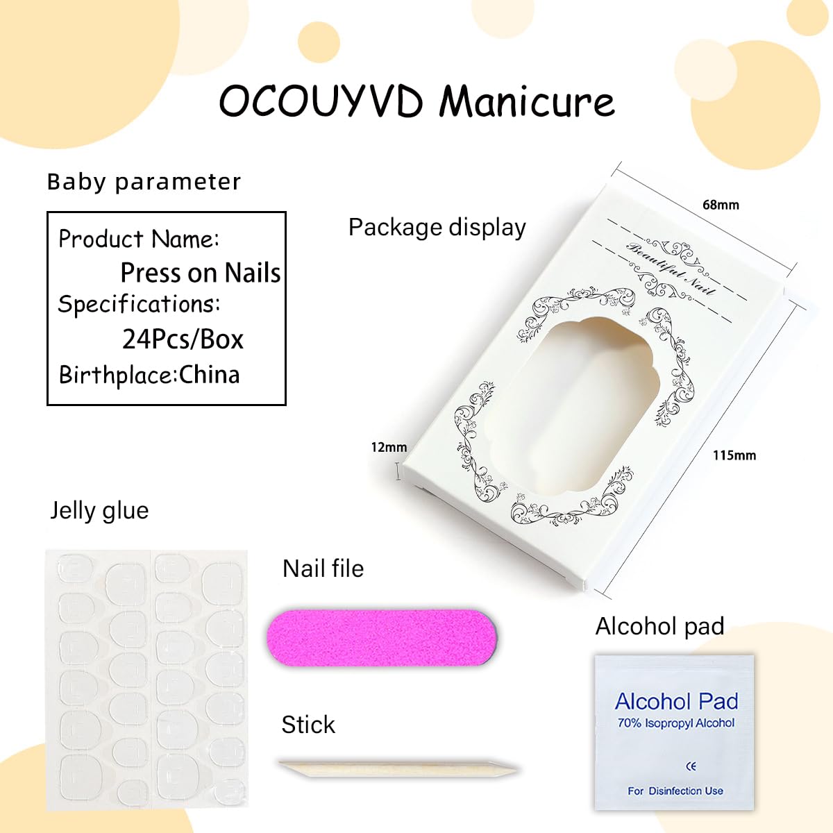 French Tip Press-on Nails: Short Square Fake Nails with Cute Flower Designs, Acrylic, Gloss Finish - Spring Colors Set for Women's Manicure - Image 6