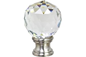 Aspen Creative 24008 Clear Faceted Crystal Lamp Finial in Brushed Nickel Finish, 1 3/4" Tall (1 Pack)