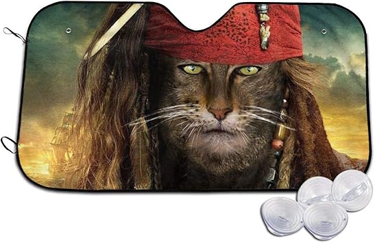 Amazon Co Jp Lhlx Home おもしろ猫キャプテンジャックスパロウ 車フロントガラスサンシェード ユニバーサルフィット 車用 サンシェード 紫外線と日焼けを最大限に保護 スポーツ アウトドア