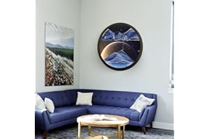 Mtadmai 17.3" Moving Sand Art, 3D Sand Art Pictures Deep Sea Sandscape Living Room Decoration, 360° Rotate, Glass Crafts Solid Wood Frame, Relaxing Mood Home Office Work Wall Art Decor