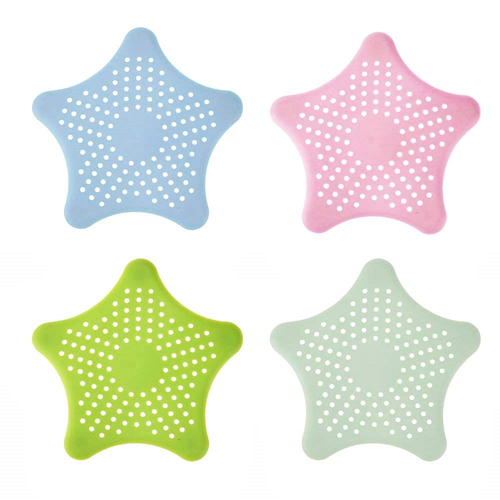 4 waste collection filters - silicone - hair - suction cups - sink - bathtub - bathroom - kitchen - shower - random colors