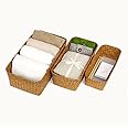 CTY Handmade Set of 3 Seagrass Woven Baskets, Rectangular, Home Decor