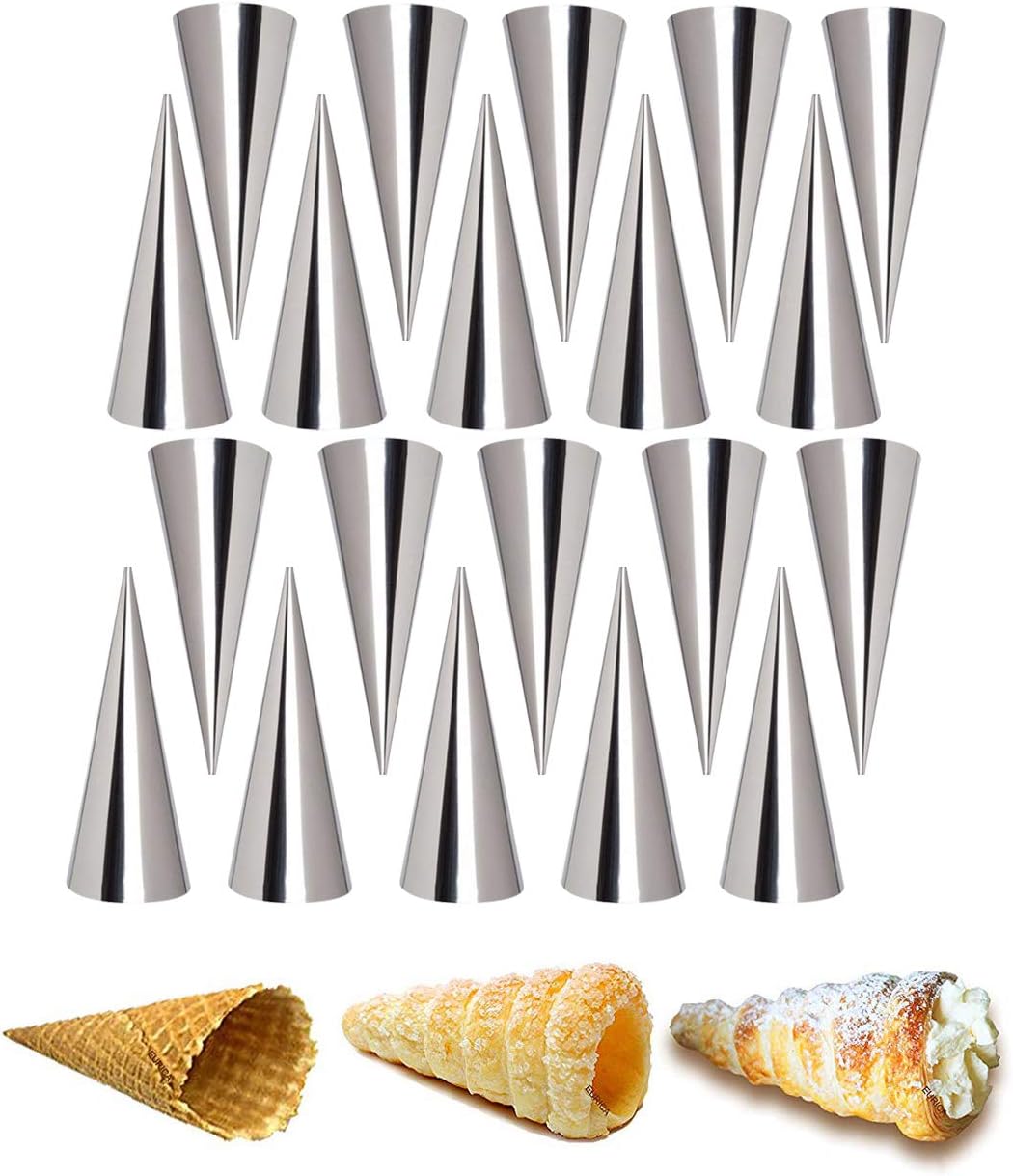 Cream Horn Cones Molds, VolksRose 20 PCS Stainless Steel