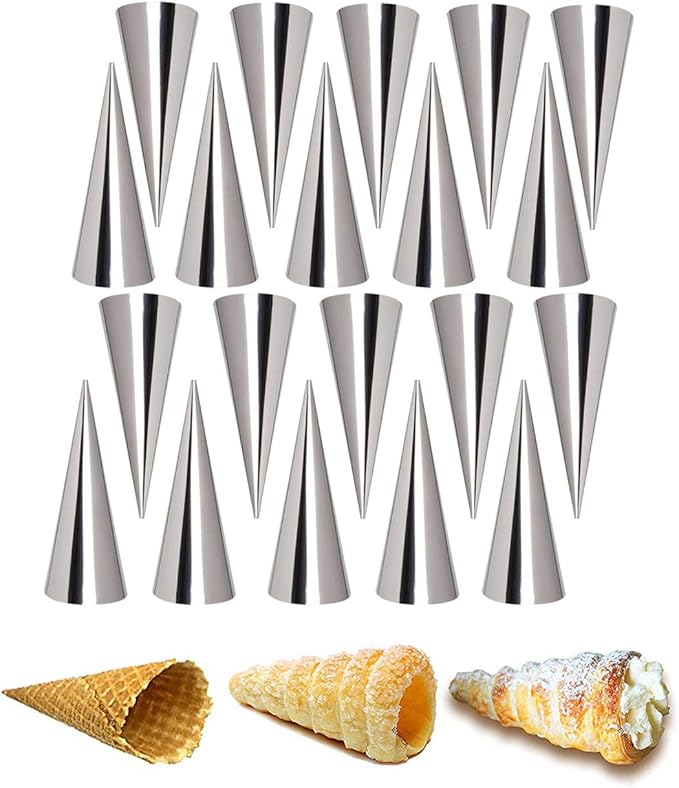 Cream Horn Cones Molds, VolksRose 20 PCS Stainless Steel