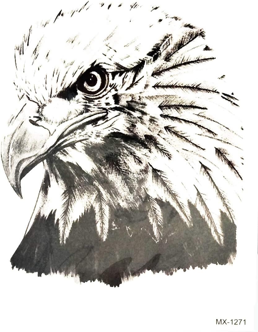 PARITA Big Tattoos Bald American Eagle Cartoon Tattoo Fake Stickers New Old School Tattoo Waterproof Designs Body Art Removable for Men Women Teens (1 Sheet.) (06)