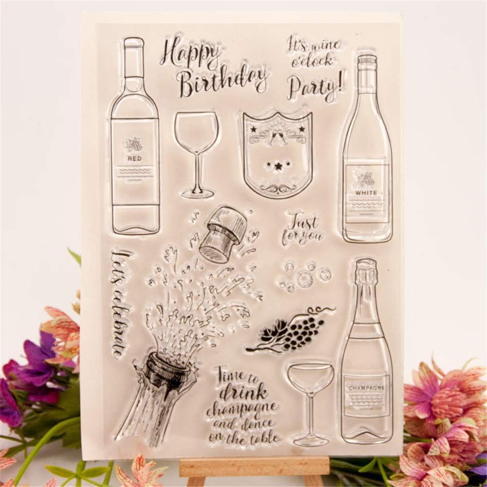 arriettycraft Congratulations Wine Bottle Happy Birthday Party Stamps Rubber Clear Stamp/Seal Scrapbook/Photo Album Decorative Card Making Clear Stamps - Image 4