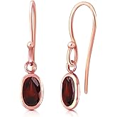 Galaxy Gold GG 1 Carat 14k Solid Rose Gold Garnet Fish Hook Dangle Earrings
