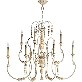 Quorum 6206-9-70 Traditional Nine Light Chandelier from Salento Collection in Light Finish, Persian White, One Size