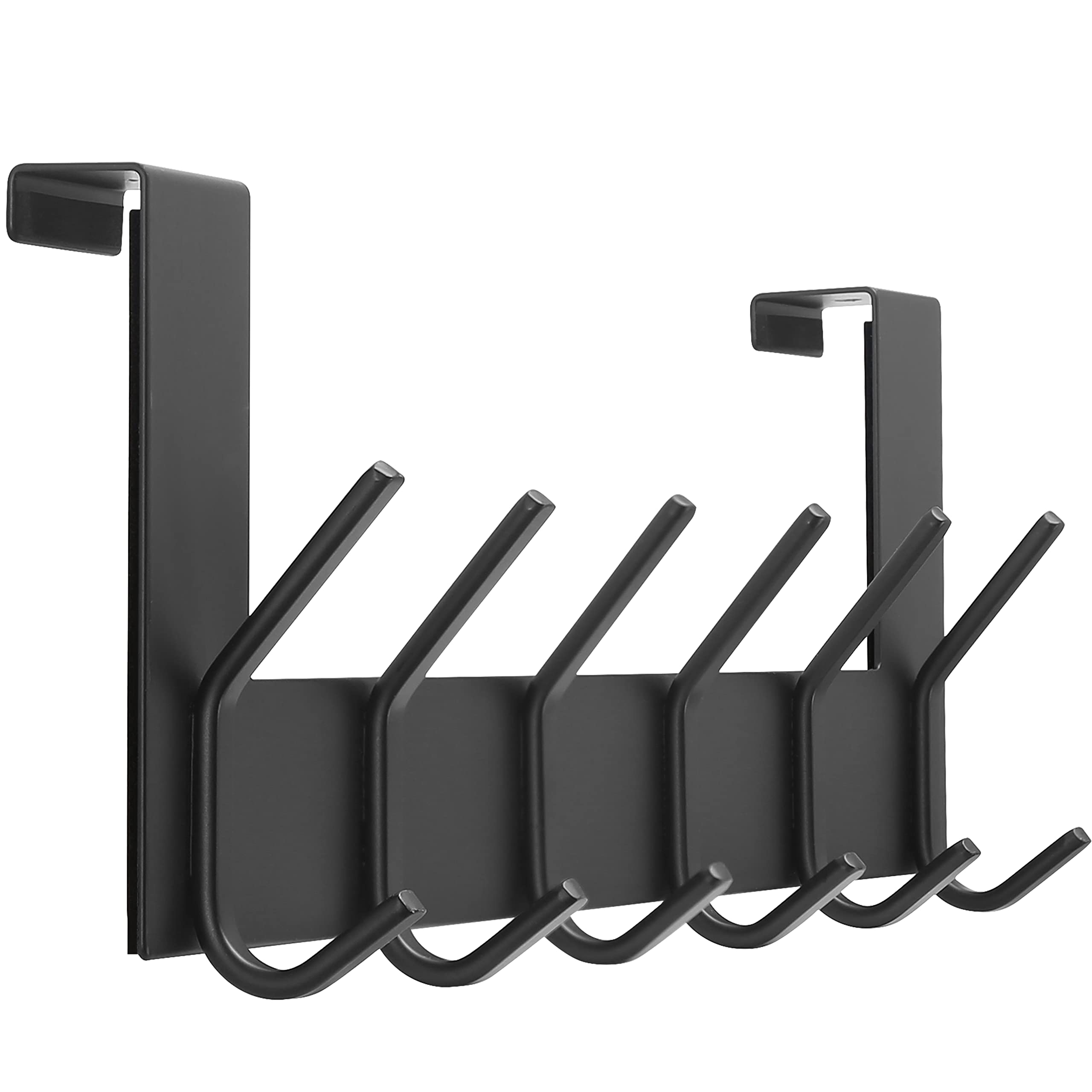 Dseap Over The Door Hook Hanger - 6 Hooks Over Door Coat Rack for Hanging Clothes Hat Towel, Black