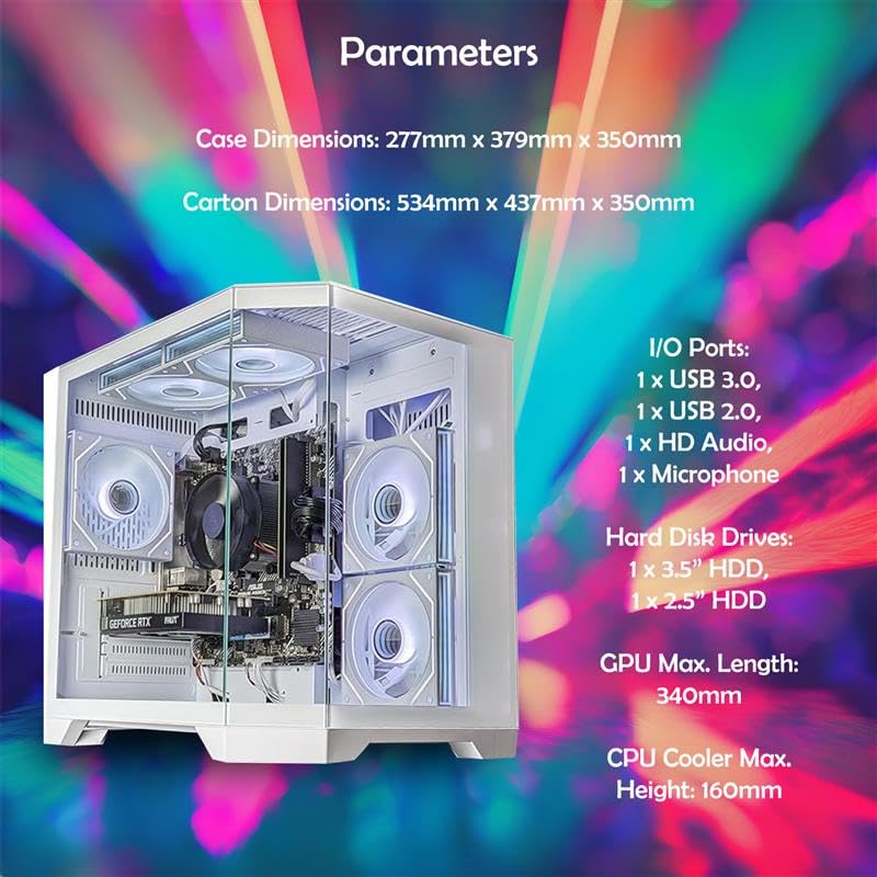 Ionz Gaming Pc - Desktop Computer, Ryzen 5 5600, Nvidia Rtx 5060,16Gb Ram 1Tb Nvme Ssd, Windows 11, 650W 80+ Psu, Wifi, Black - Apex Mini | Black - View 6