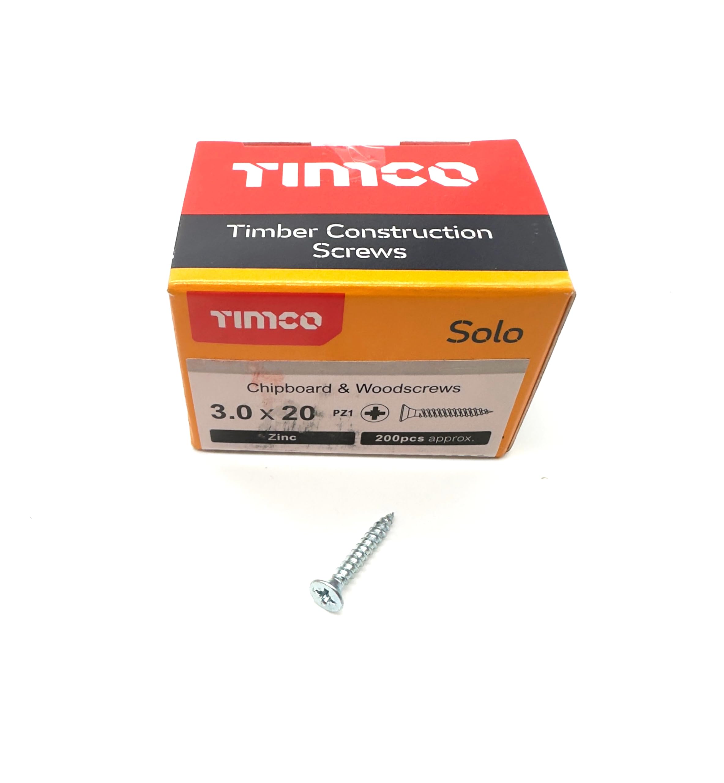 200 Pcs Silver Wood Screws Double Countersunk General Purpose (3mm x 20mm)