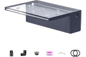 Pool Fountain, LONGRUNNEW Transparent Acrylic Pool Waterfall Spillway with Pipe Connector Kits for Indoor/Outdoor Decorative, 11.8 Inches Pool Water Feature for Garden Patio, Backyard Koi Pond Decor